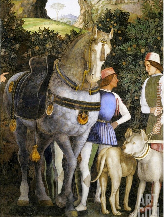 Andrea Mantegna La Camera Degli Sposi Grooms with horse and two dogs